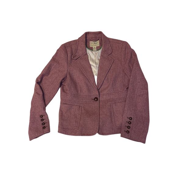 LL Bean 18R Shetland Wool Blazer Red herringbone with inside pocket - Picture 1 of 8